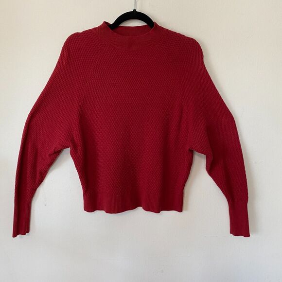 Target Prologue Red Waffle Knit Mock Neck Long Sleeve Sweater S Cotton Wool - Picture 3 of 10